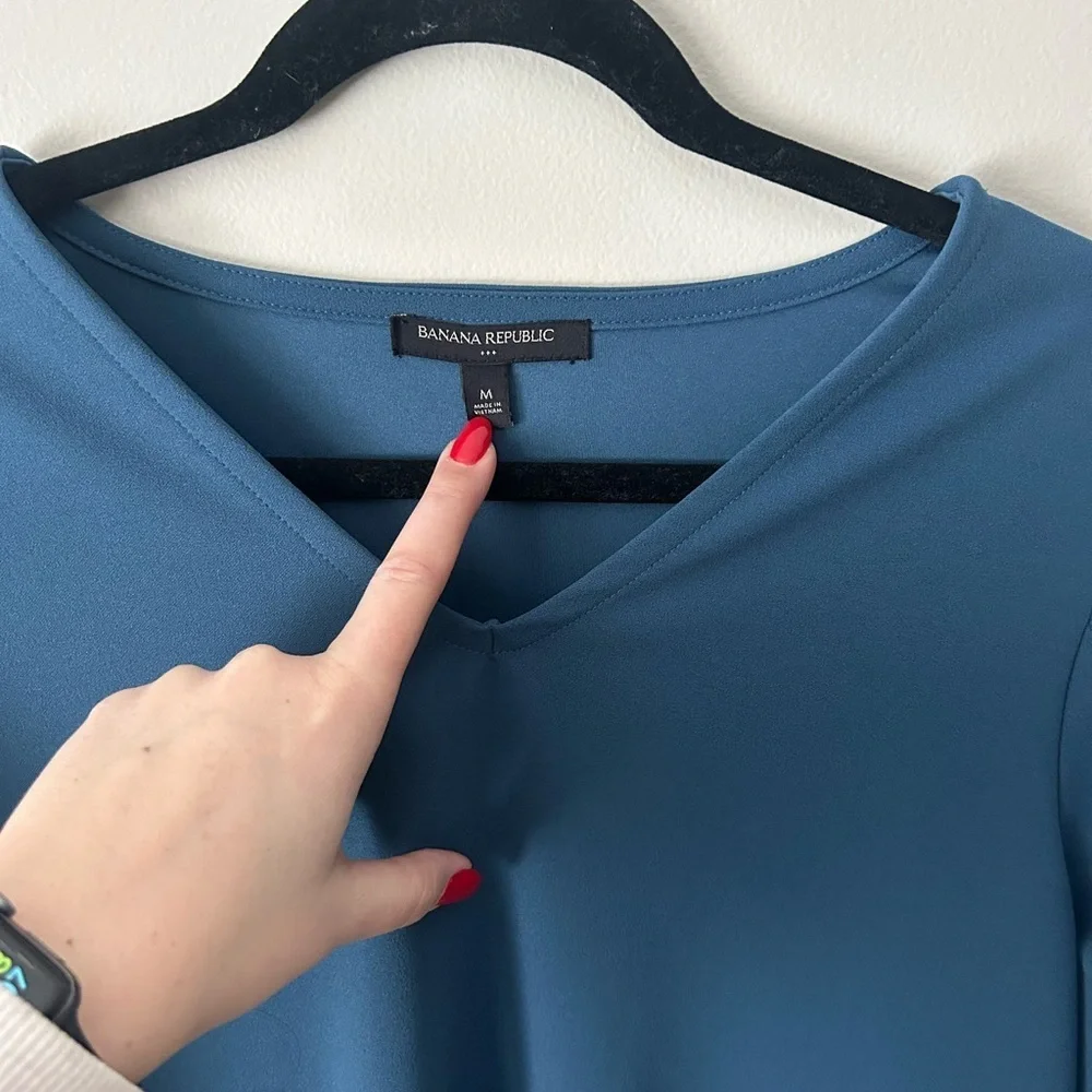Banana Republic Teal Long Sleeve Dress - Picture 4 of 5